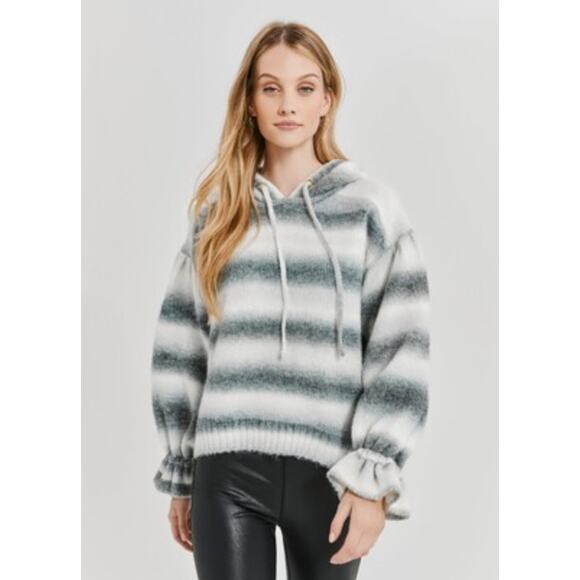 Something Navy Striped Hooded Sweater - Picture 1 of 6